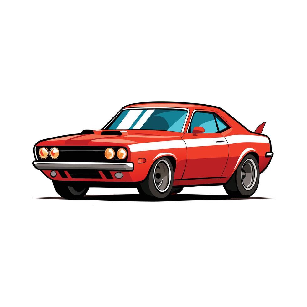 A cartoon red muscle car on a white background vector