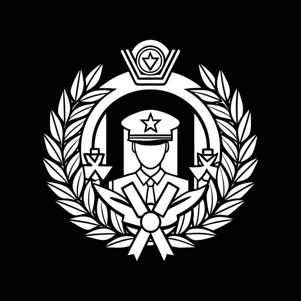 The emblem of the police officer on a black background vector