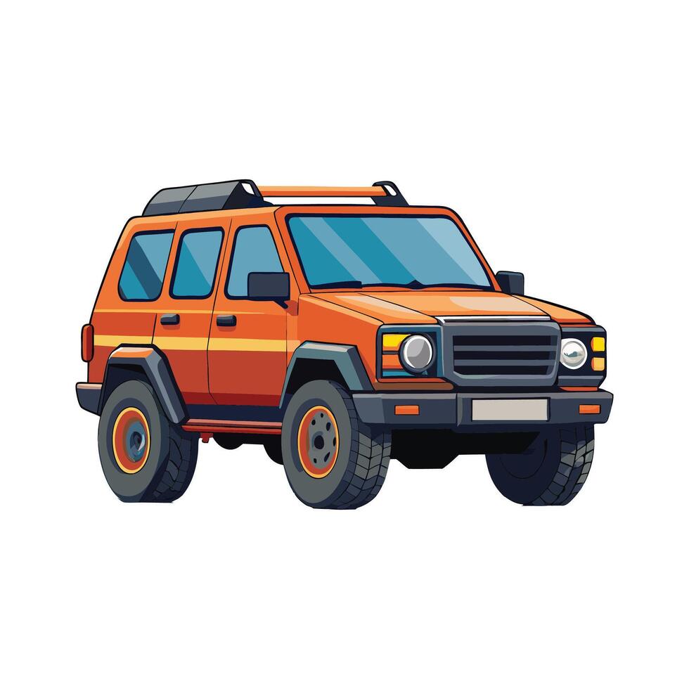 An orange suv is shown on a white background vector