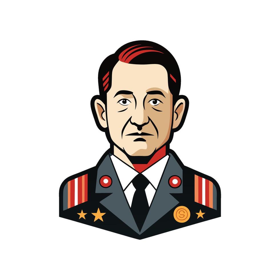 A cartoon of a man in a military uniform vector