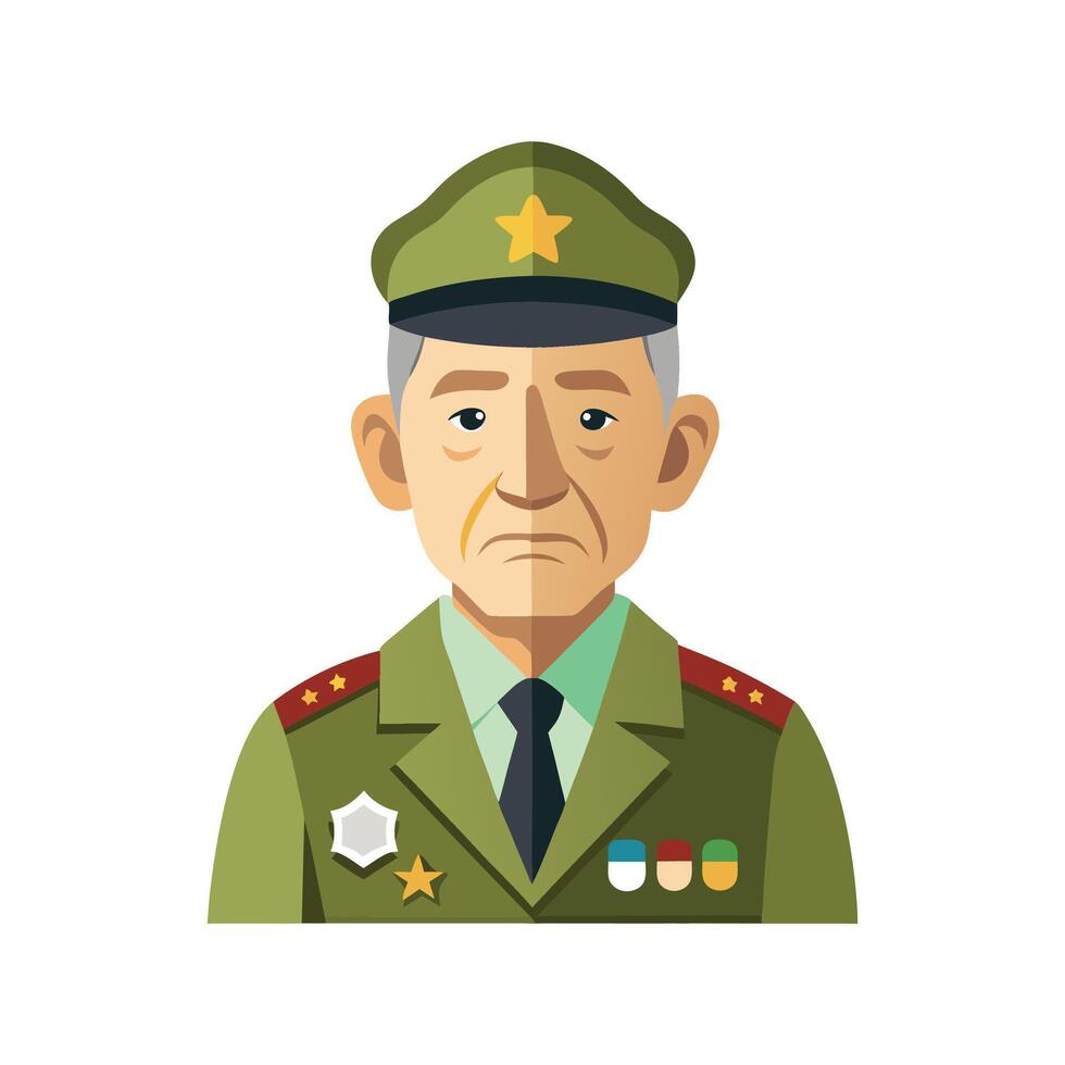 An old man in military uniform vector