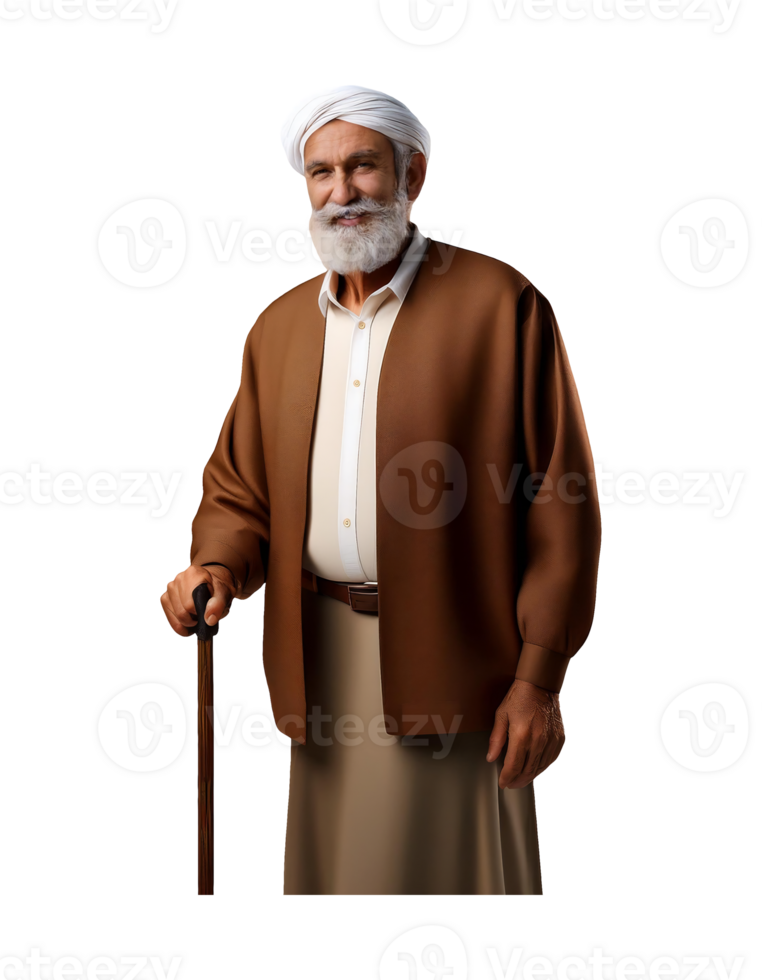 An old man with a white beard and a cane png