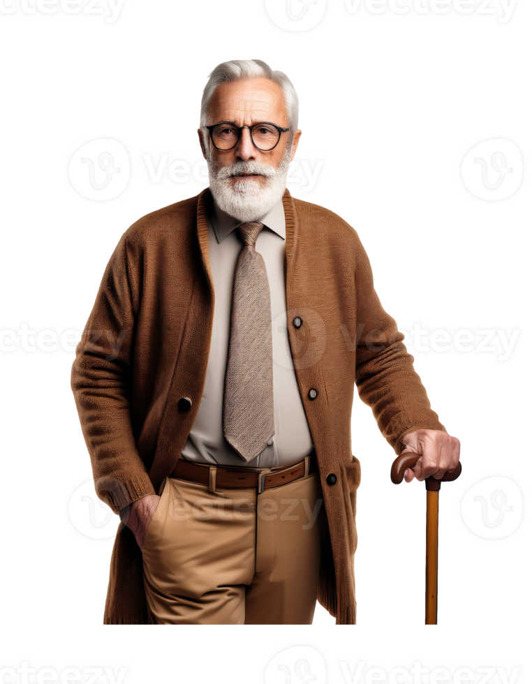 An old man with a beard and glasses png