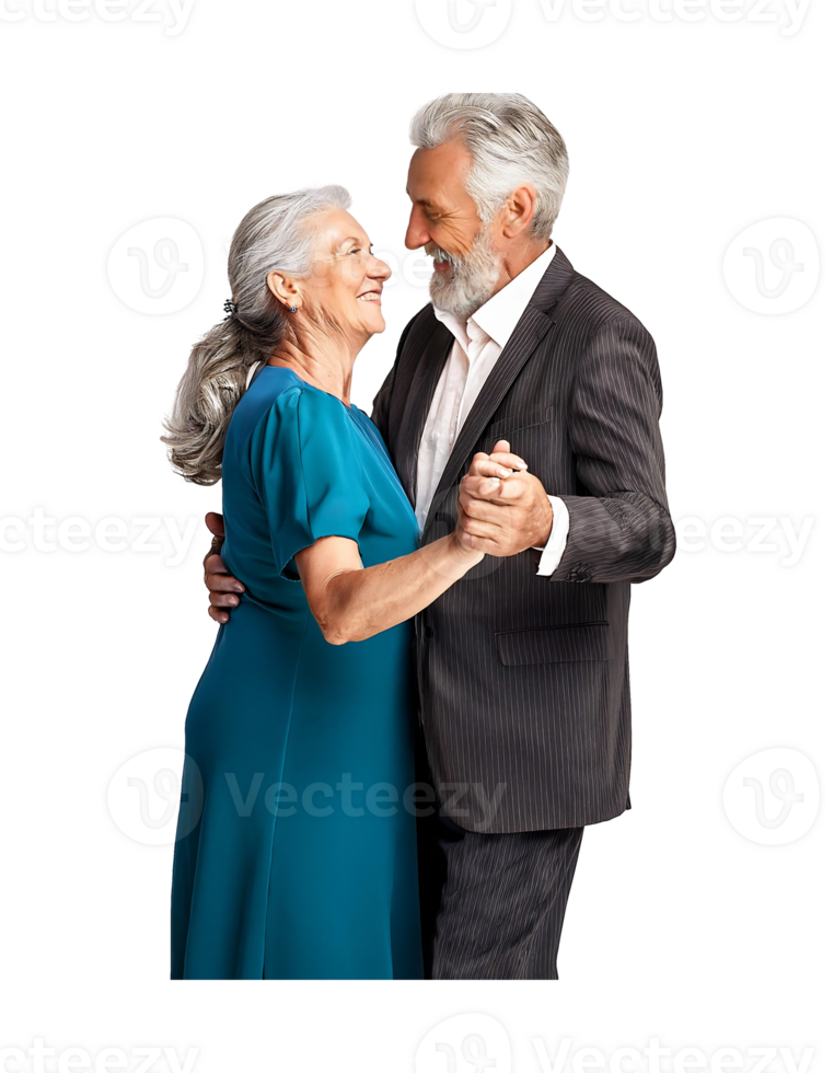 An older couple dancing together in a studio png