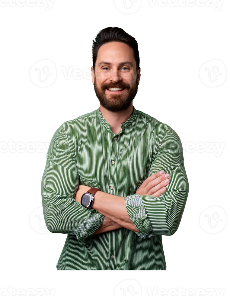 A man with a beard and green shirt png