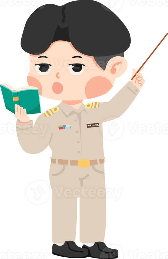 Thai teacher man in uniform character pose png