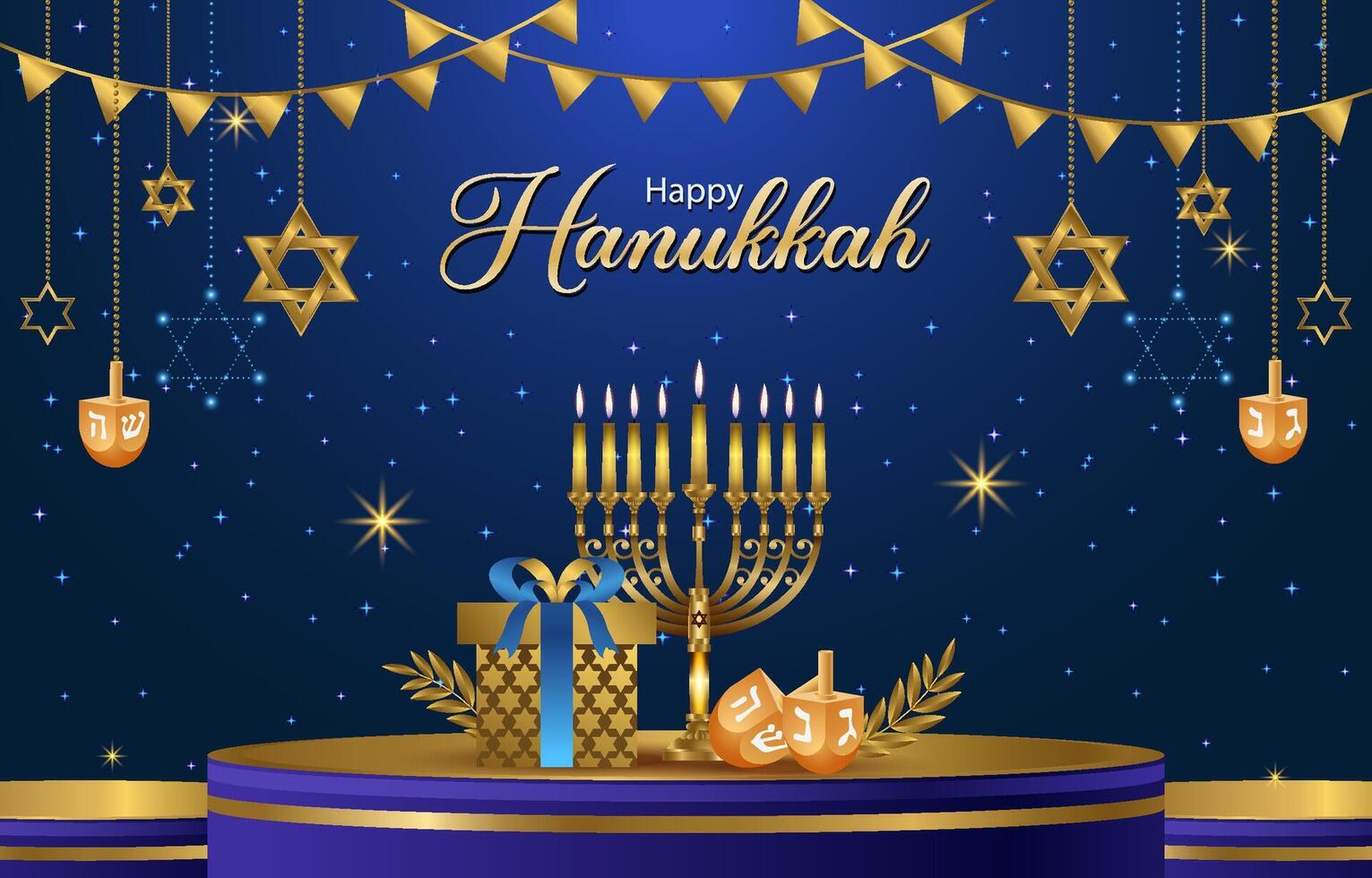 Happy Hanukkah background with creative symbols of Judaism for cover, card, poster vector