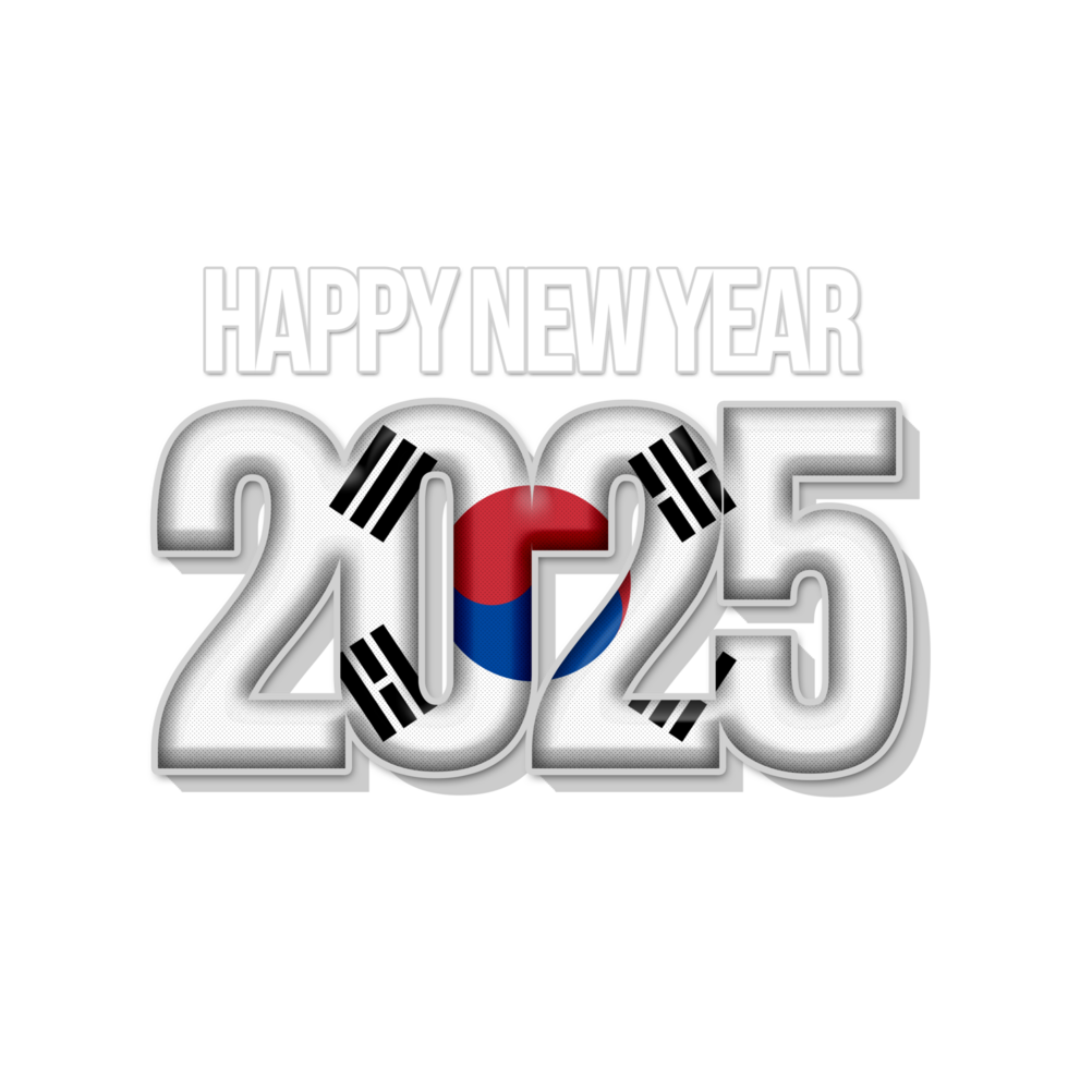 Happy new year 2025 with country flag South Korea png