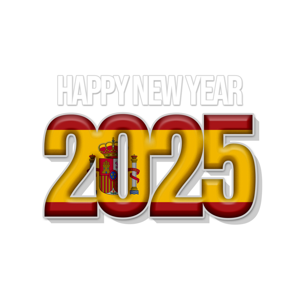 Happy new year 2025 with country flag Spain png