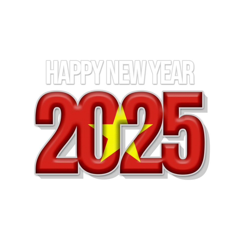 Happy new year 2025 with country flag Vietnam png