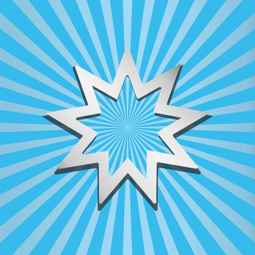 Bahai, religious icon. illustration, flat design. Icon of Bahai Nine pointed star symbol. illustration. vector