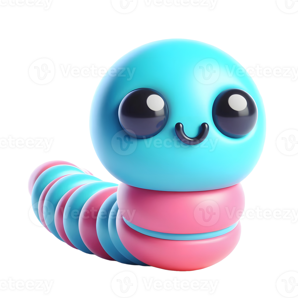 blue worm 3d rendering png