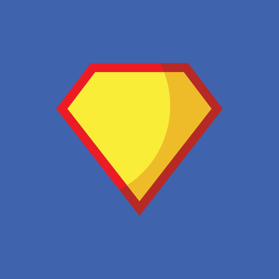 Comic hero icon, symbol shield. Isolated on blue background . vector
