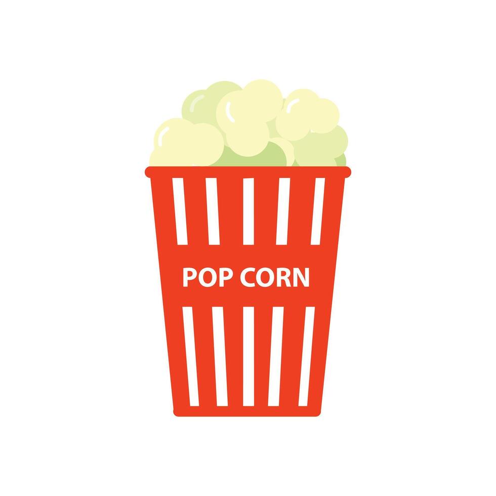 Popcorn food design icon, web corn box snack flat illustration element . vector