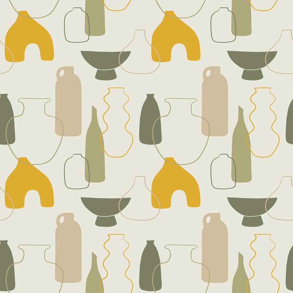 Vases of different shapes seamless pattern vector