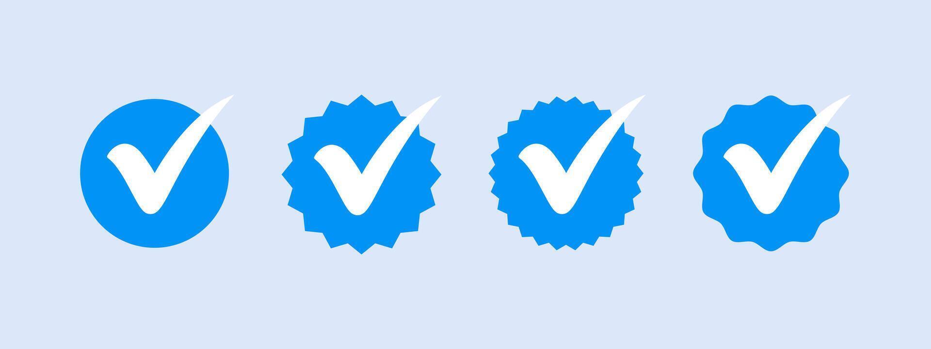 Blue verified badge. Verified badge icon tick vector