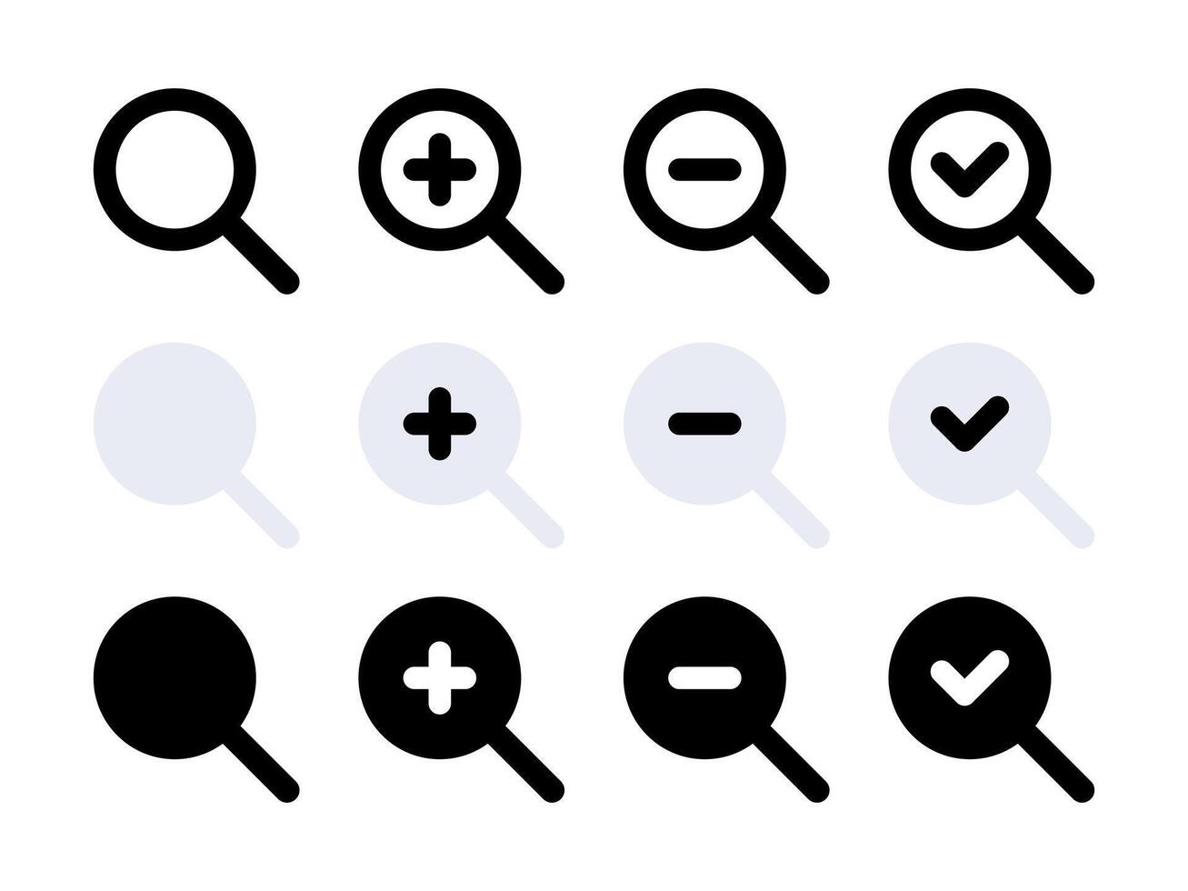Magnifier or loupe sign. Magnifying glass icons vector