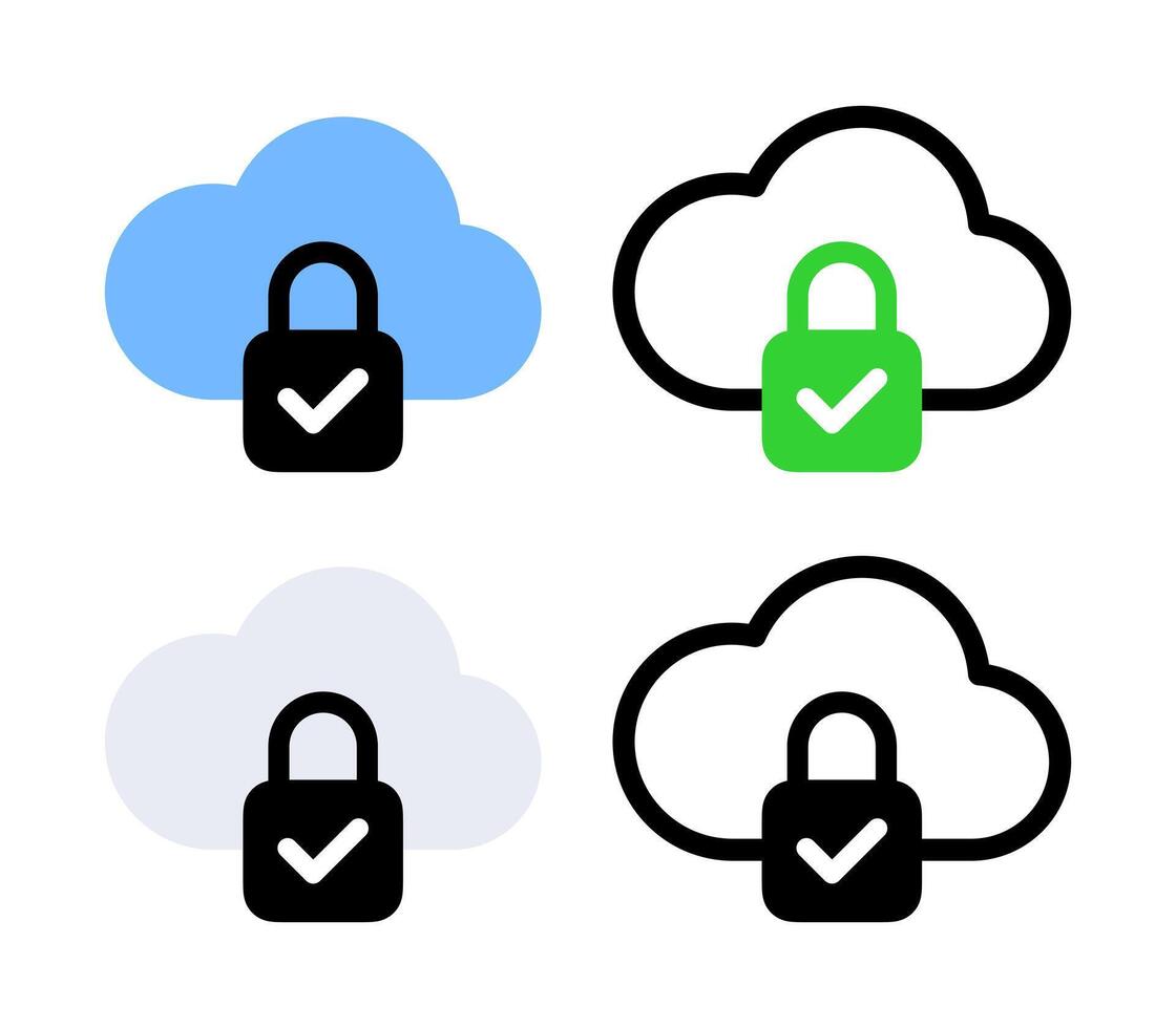 Cloud security icons. Protection icons vector
