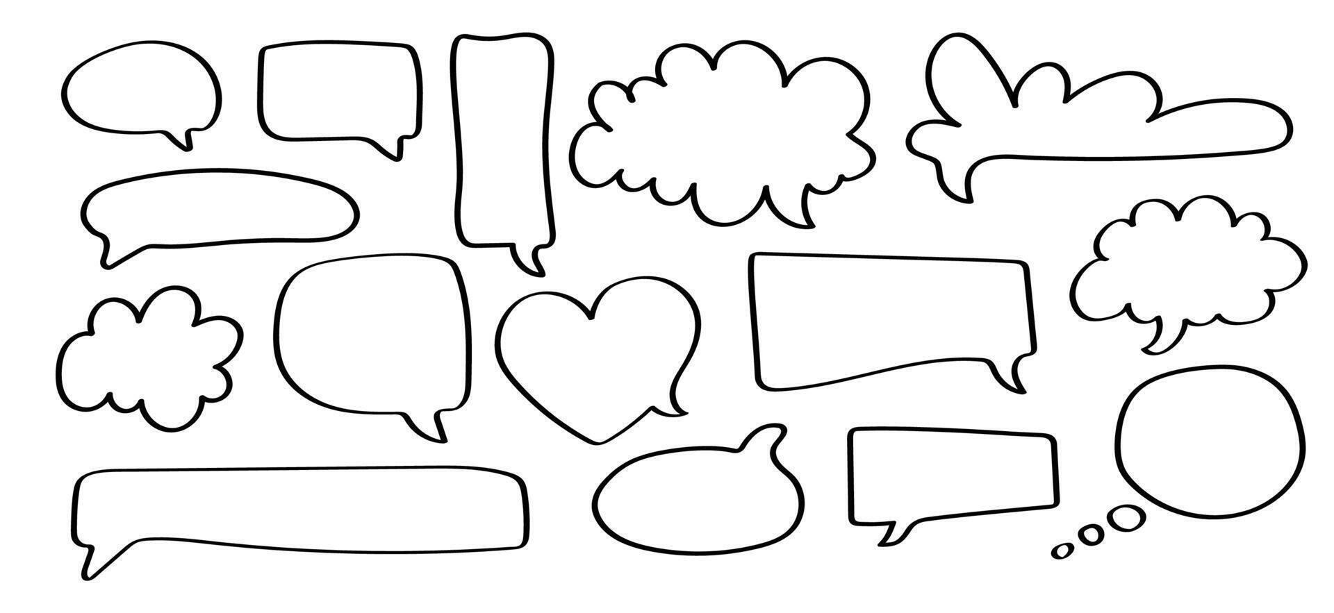 Doodles Set of Speech Bubbles in Modern Minimalistic Style vector