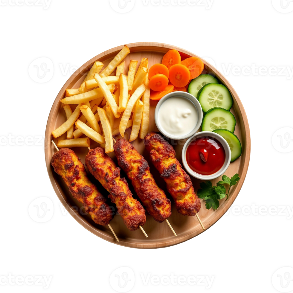 chapli kebabs with french fries and ketchup png