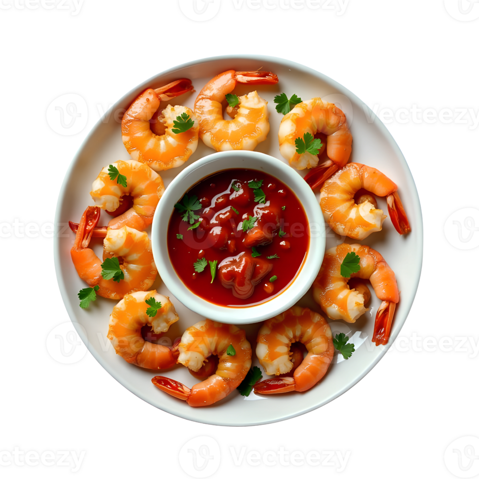 shrimp with sauce on a plate png