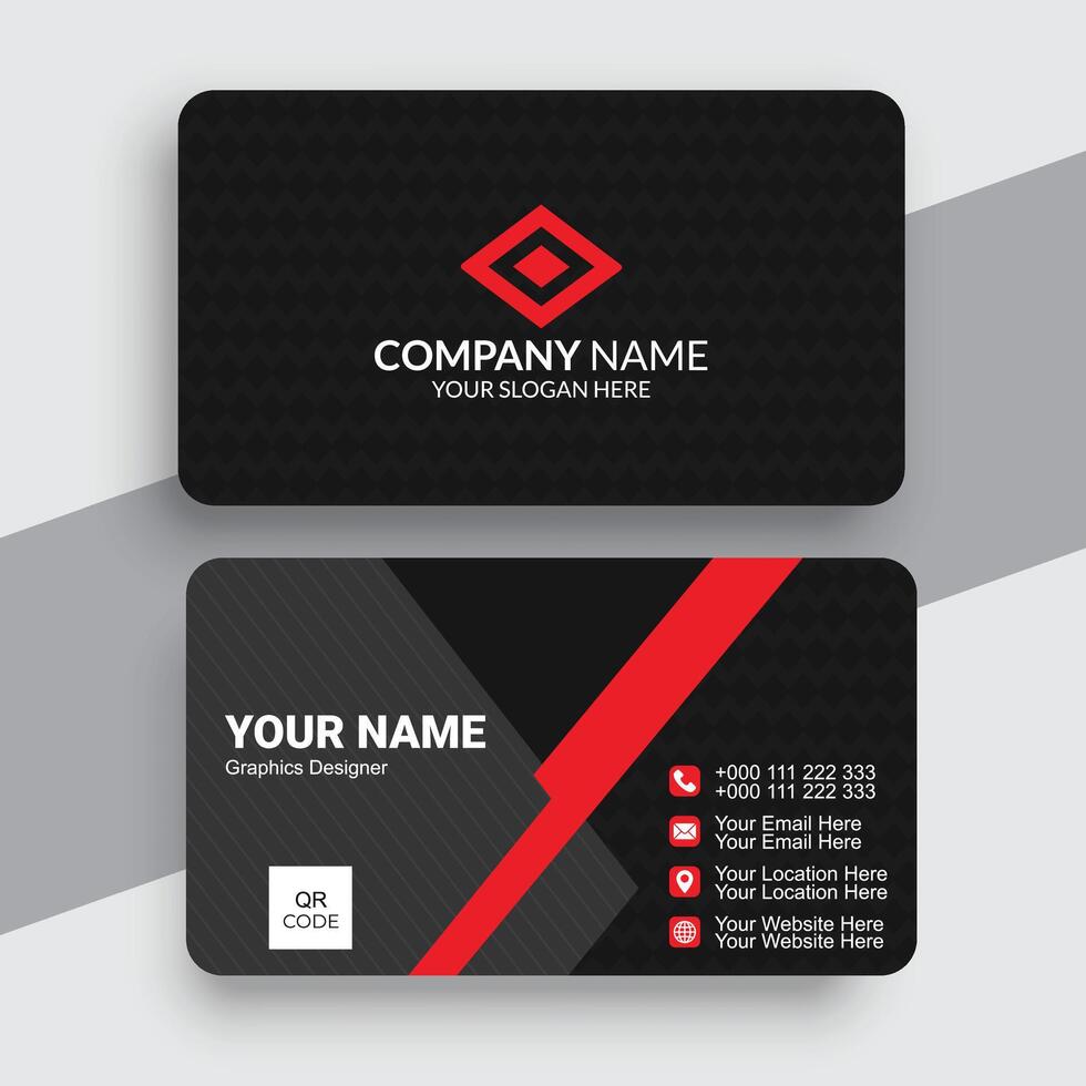 Red and black modern creative business card and name card horizontal simple clean template vector