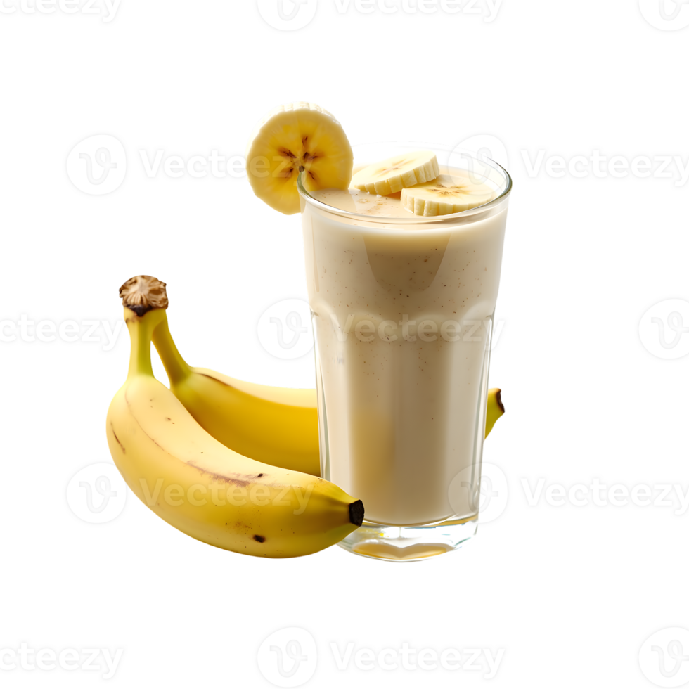 banana smoothie with banana slices and a banana png