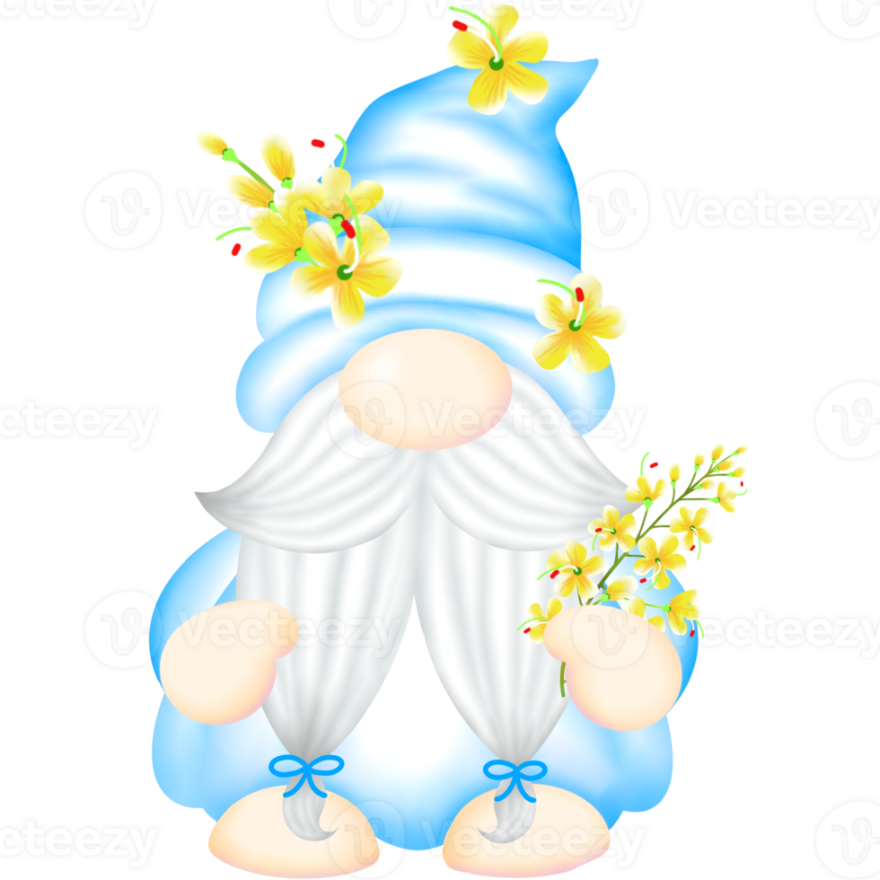 Gnome blue with santa png