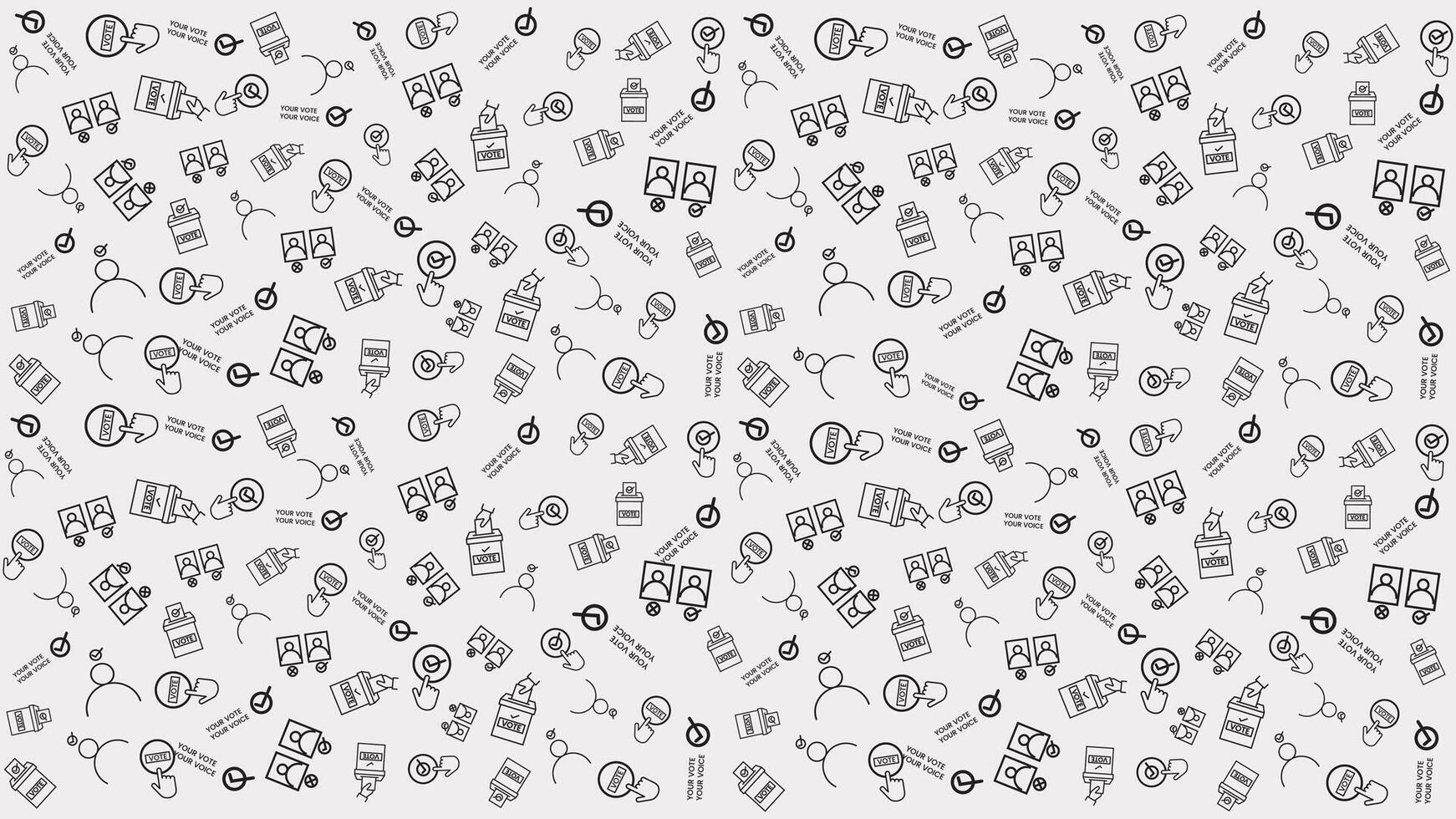 election doodle make Pattern background contain vote icon , box and text Your Vote is Your Voice , a doodle vote for election isolated in white vector