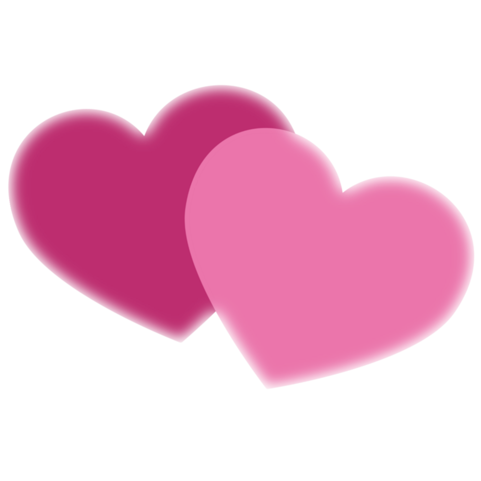 Two pink hearts with a blurred effect, on a transparent background png
