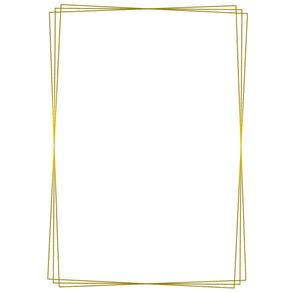 A gold rectangle frame on a transparent background png