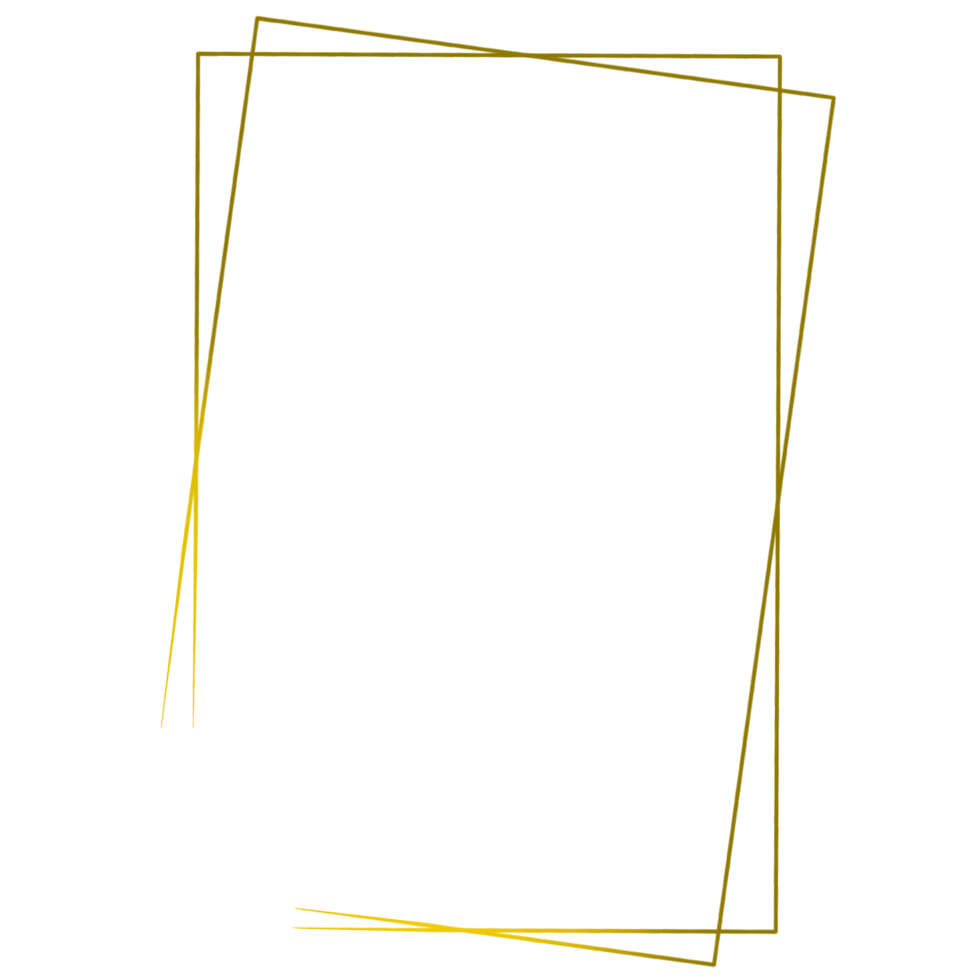 Gold rectangle frame on a transparent background png