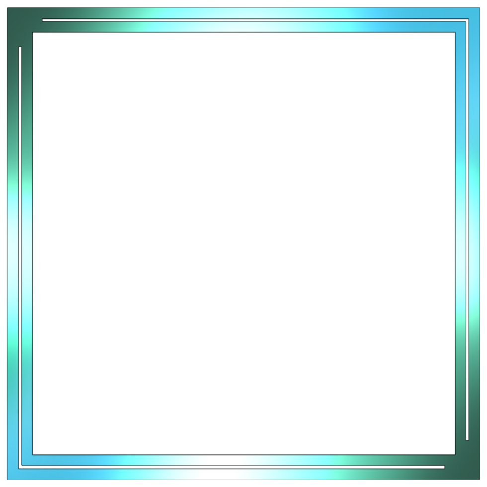 Metallic blue and green square frame on a transparent background png