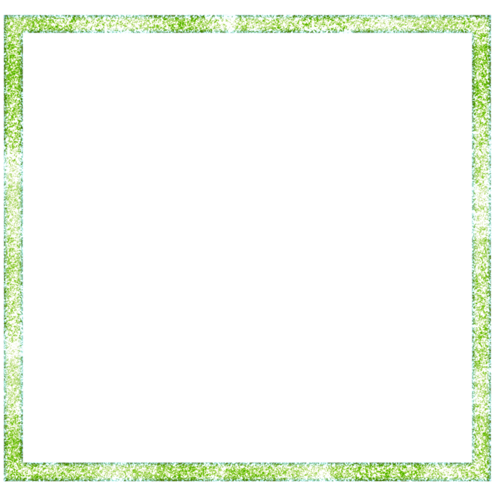 Glittery green square border on a transparent background png