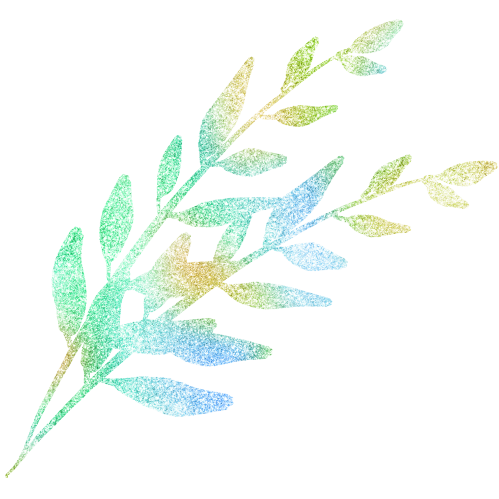 Colourful Glittery Plants with Leaves png