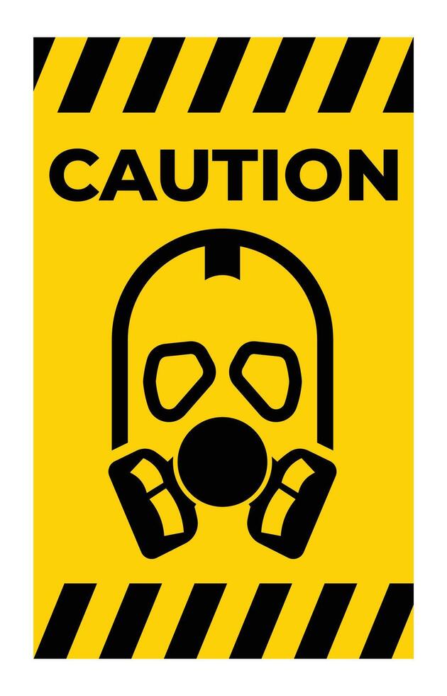 Caution Sign with Gas Mask Illustration vector