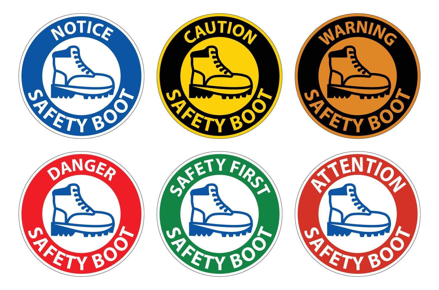 Caution Safety Boot Sign for Workplace or Construction Area vector