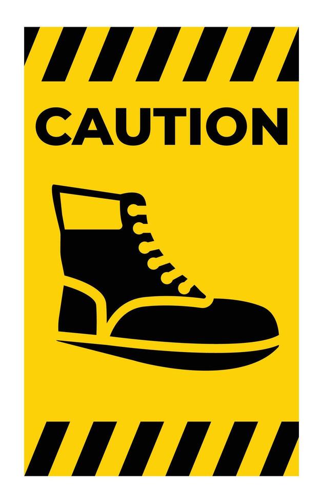 Safety Caution Sign with Work Boot Illustration vector