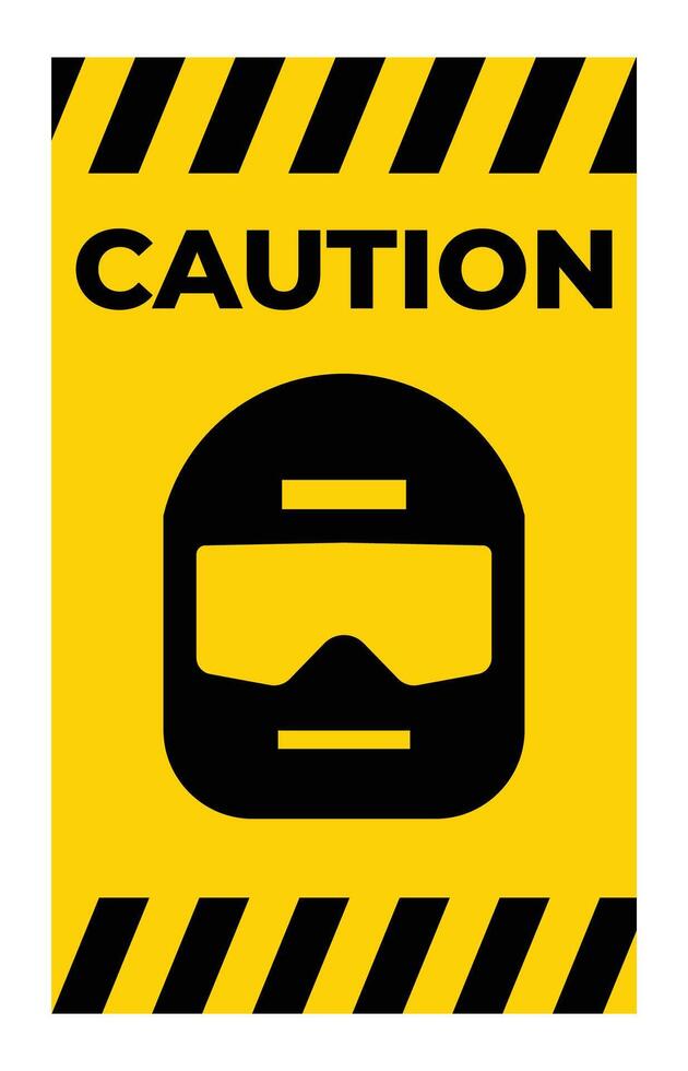 Caution Sign with Safety Helmet Icon vector