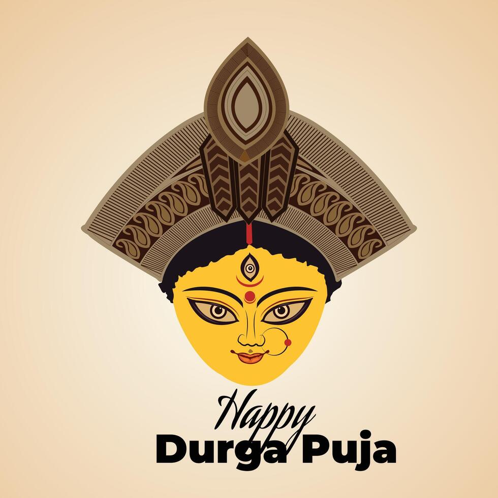 Maa Durga Face in Happy Durga Puja vector