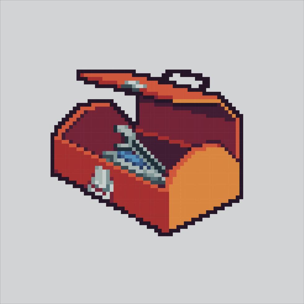 Pixel art illustration Toolbox. Pixelated Mechanic Box. Mechanic Toolbox repair pixelated for the pixel art game and icon for website and game. old school retro. vector