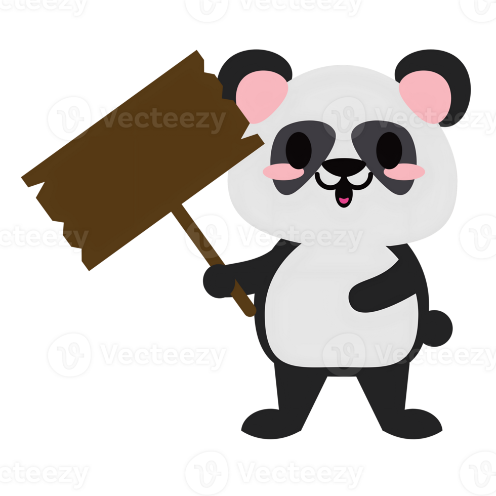 cartoon panda holding a sign png