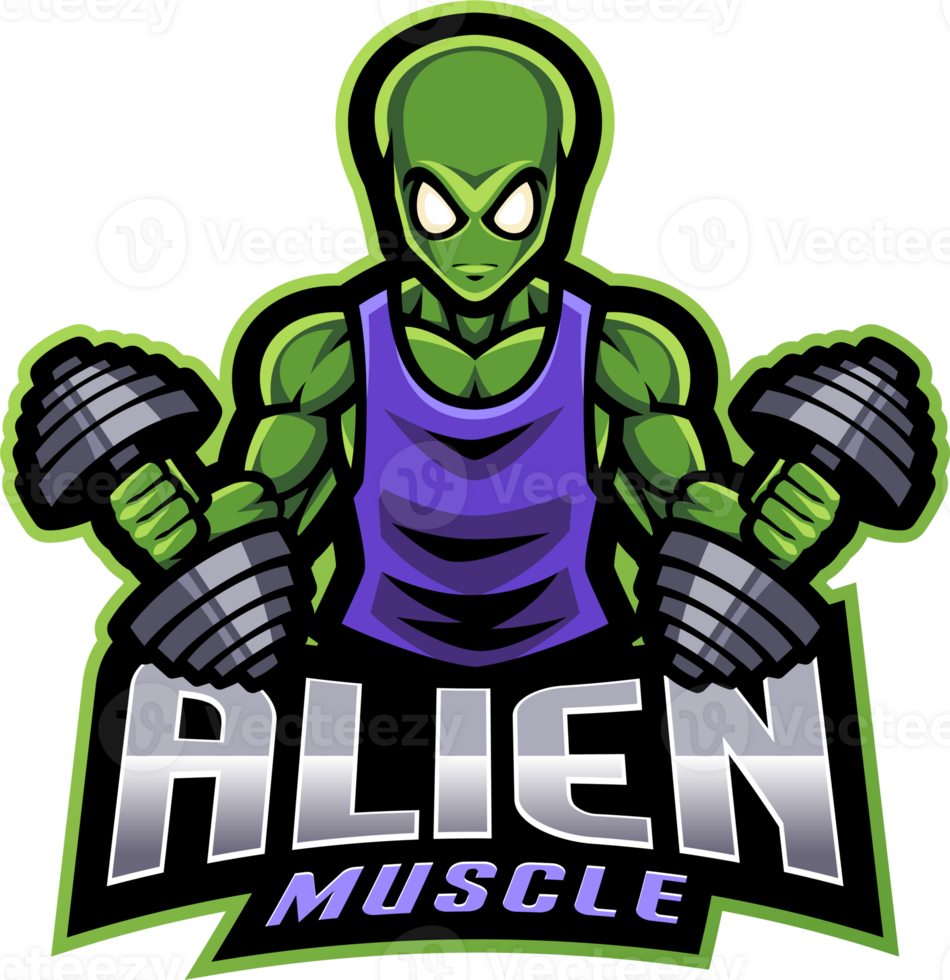 Alien muscle mascot png