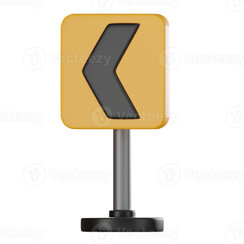 3D Left Chevron Traffic Sign Illustration, Road Navigation Icon png