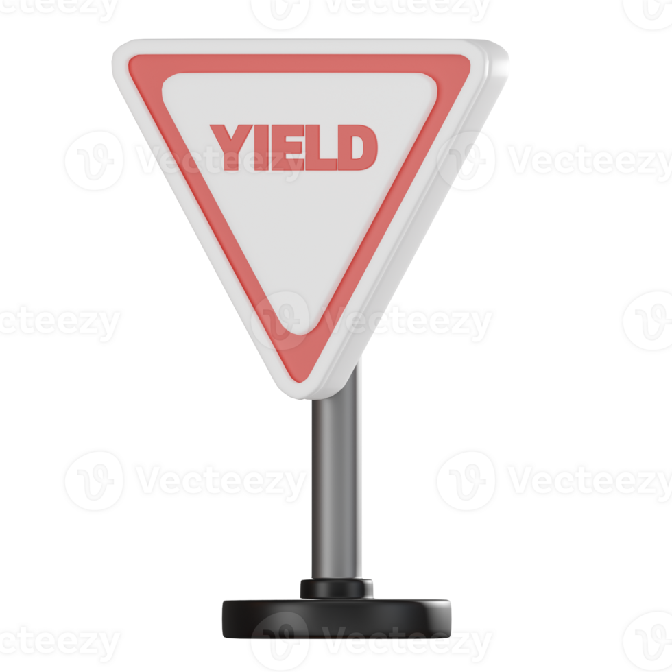 Yield Sign 3D Render, Road Safety Symbol for Drivers png