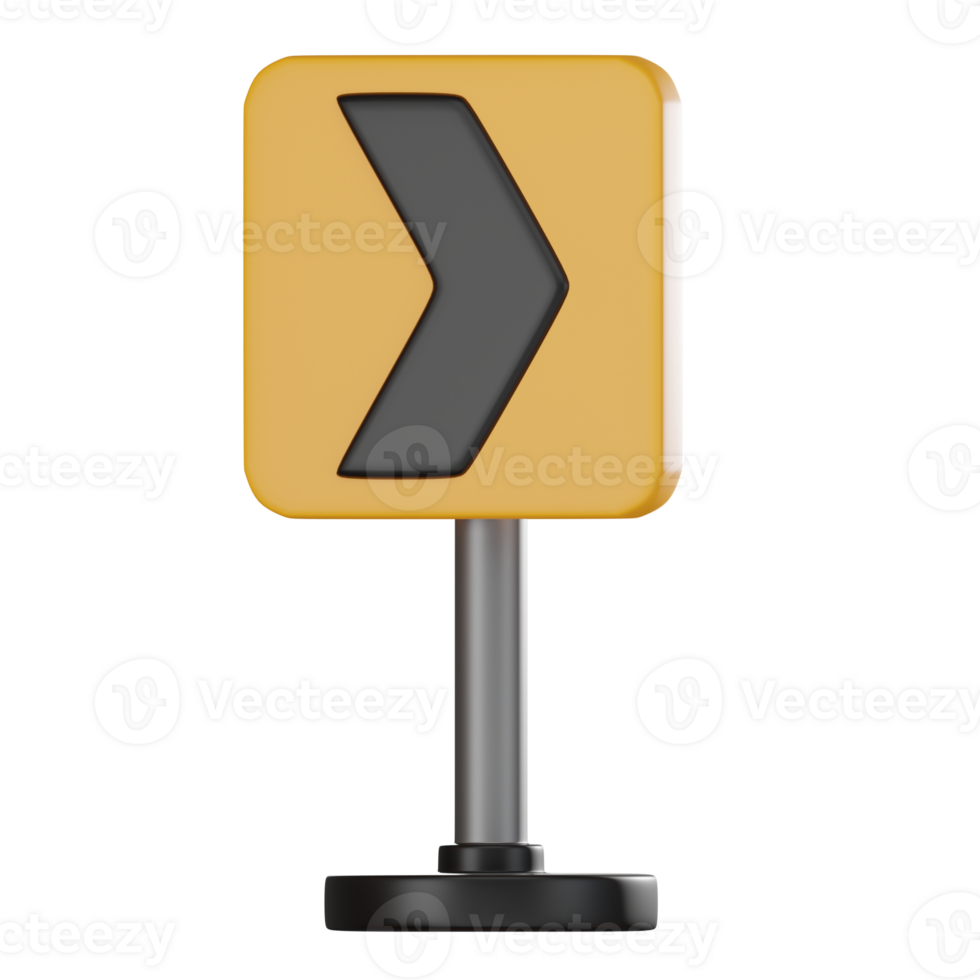 3D Right Chevron Traffic Sign Illustration, Road Navigation Icon png