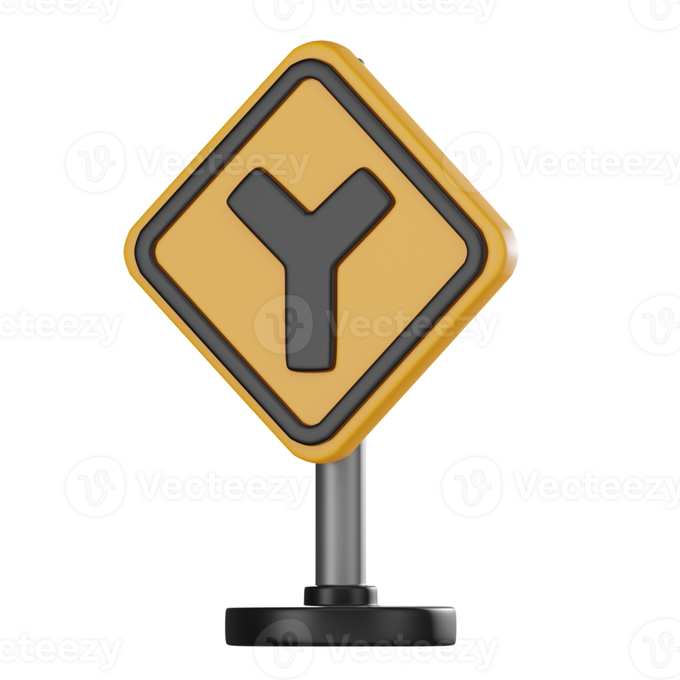 Traffic Y Intersection 3D Illustration, Road Sign for Navigation png