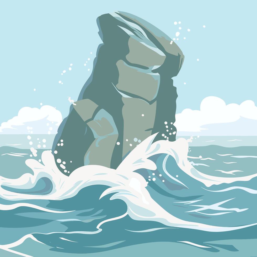 Rock in the sea, illustration vector