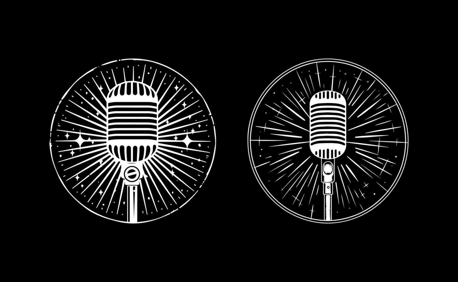 Classic Microphone black and white vector