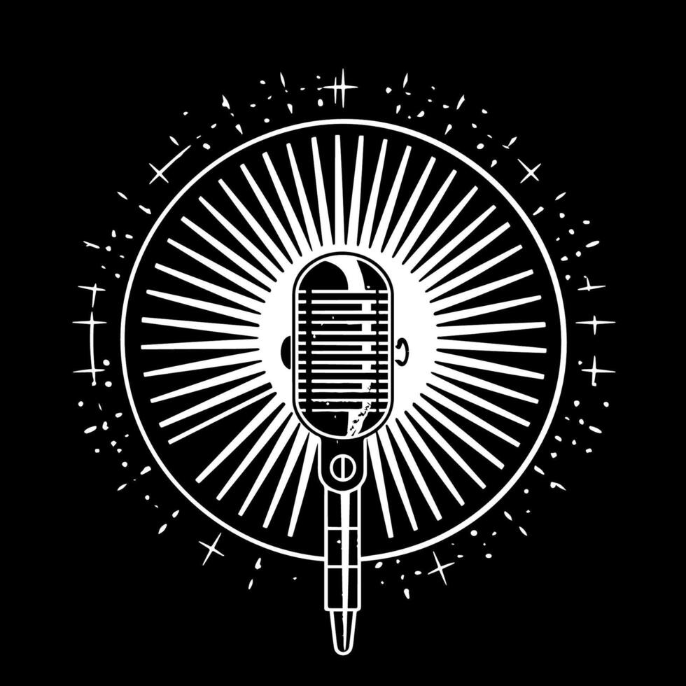 Classic Microphone black and white vector